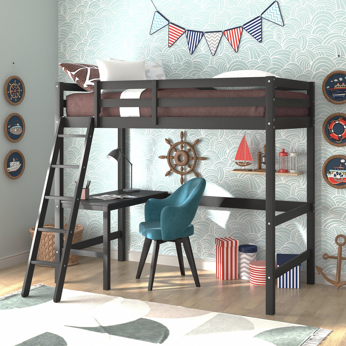 Caspian Wood Twin Loft Bed