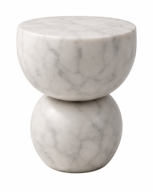 Zinnia Reinforced Concrete Side Table, White and Gray
