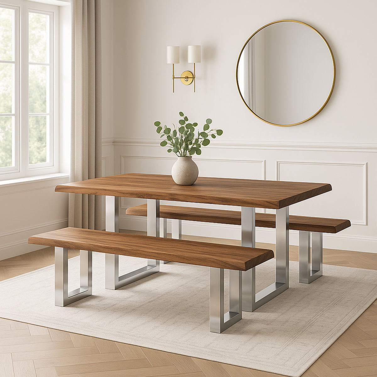 Luxe Wood and Metal Dining Set
