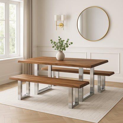 Luxe Wood and Metal Dining Set