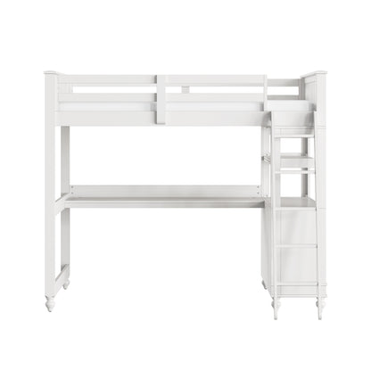 Lake House Wood Loft Bed with Desk