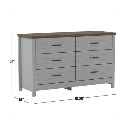 Lancaster Wood 6 Drawer Dresser
