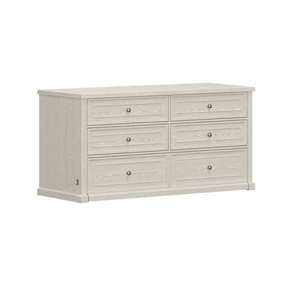 Soren Wood Queen 4 Drawer Dresser Dream Console with Mattress and Cover, Whitewash