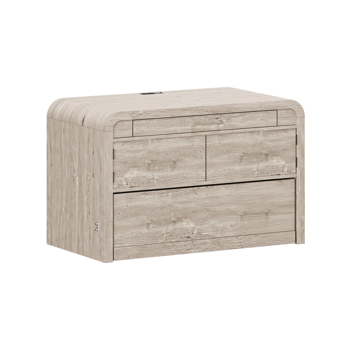 Juna Wood Twin Desk Dream Console with Mattress and Rounded Corners, Harvest Birch Gray