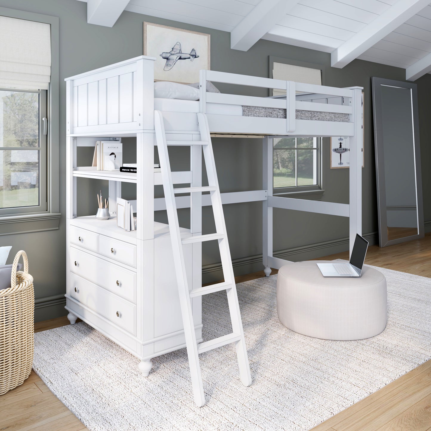Lake House Wood Loft Bed
