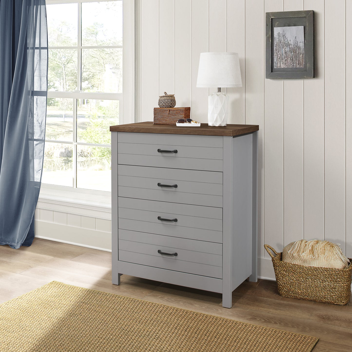 Lancaster Wood 4 Drawer Dresser