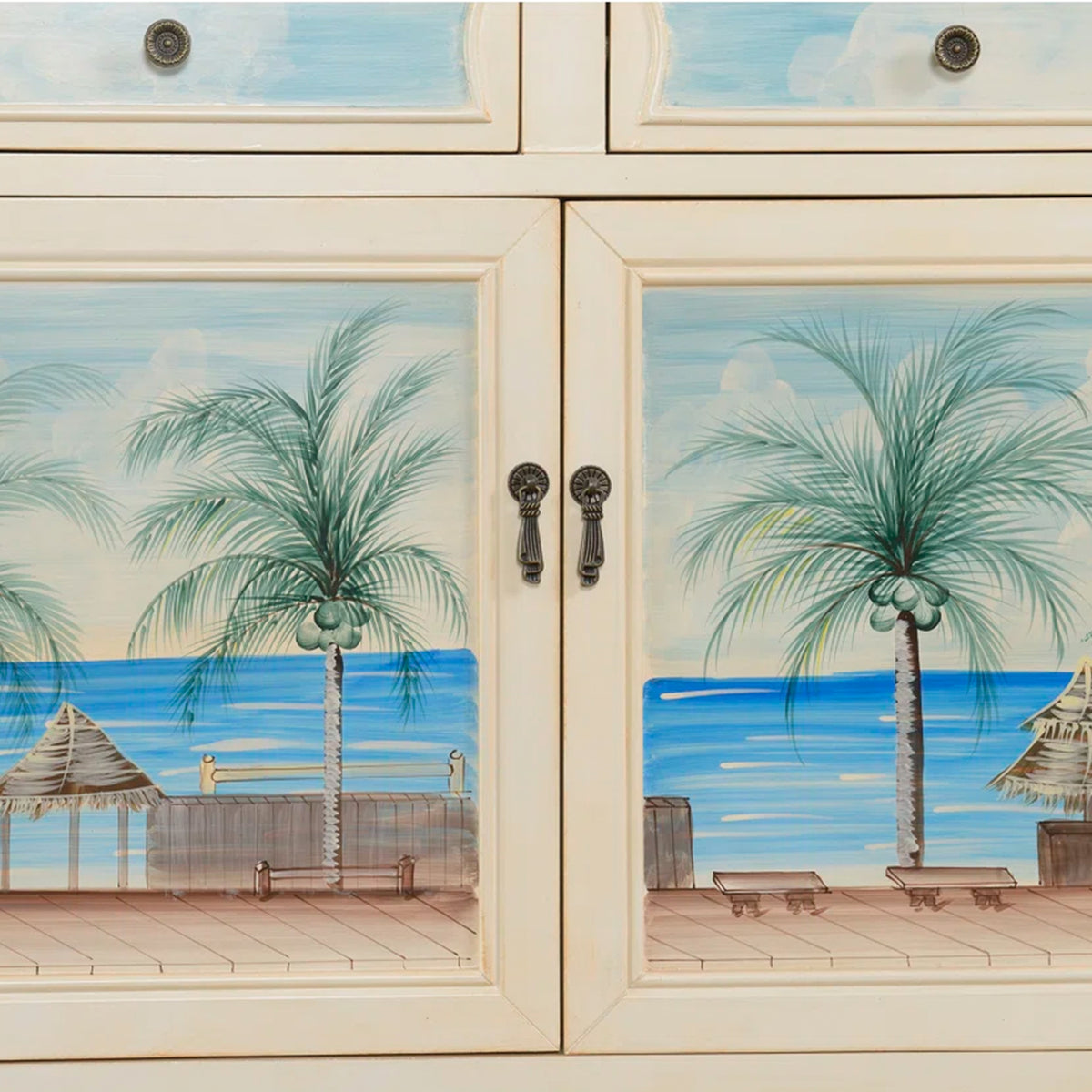 Quillon Wood Seascape Accent Cabinet