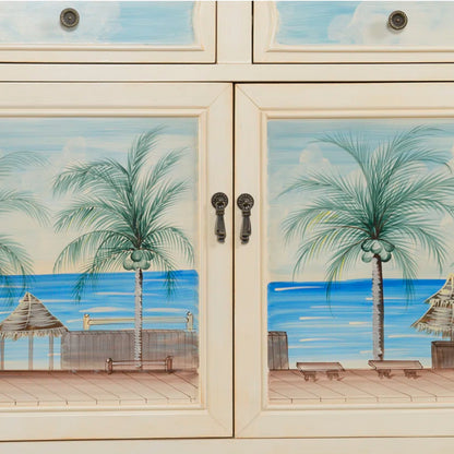 Quillon Wood Seascape Accent Cabinet