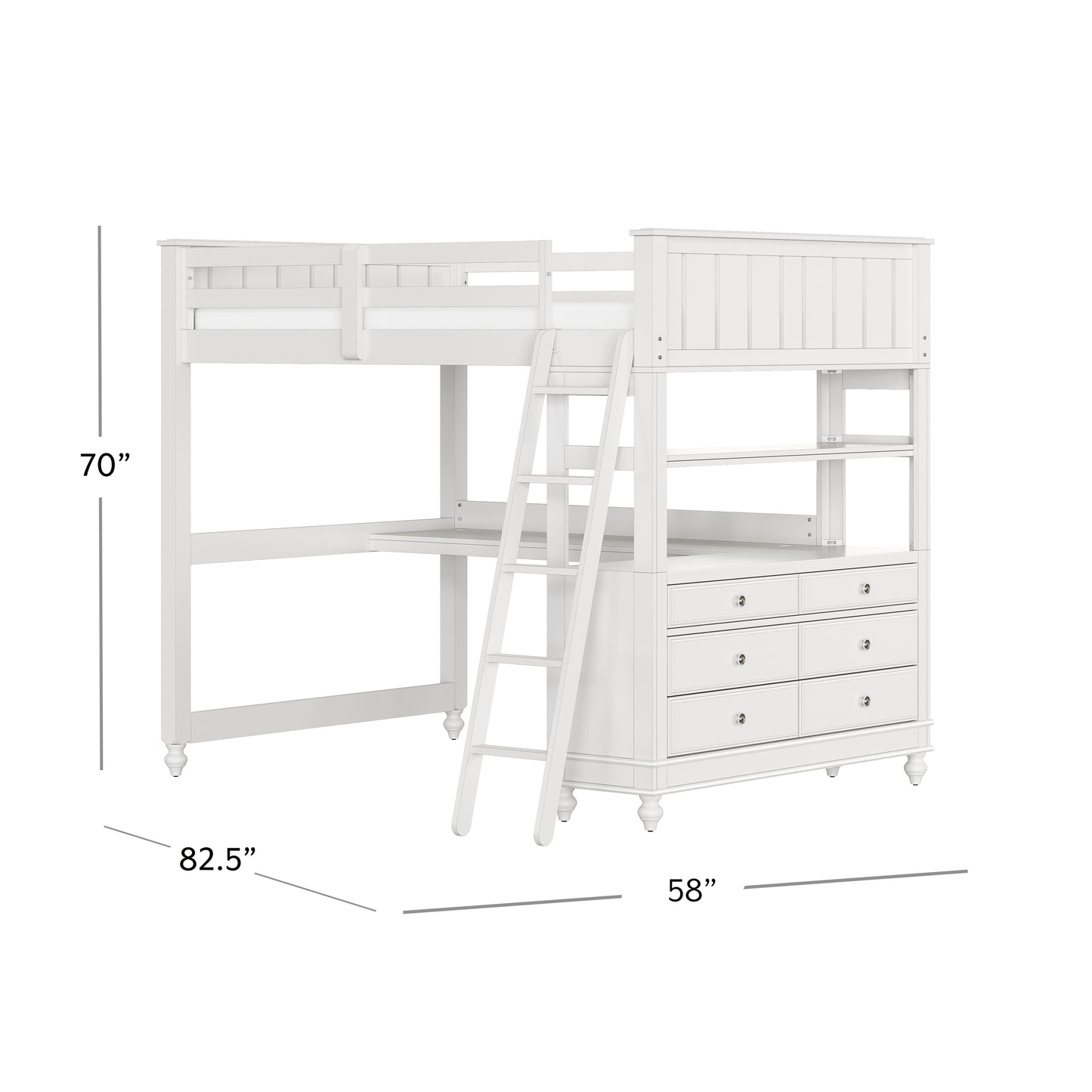Lake House Wood Loft Bed with Desk