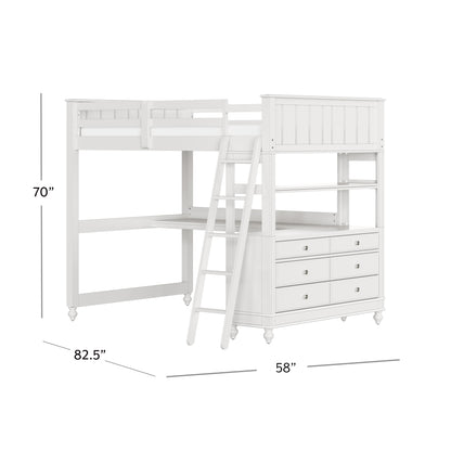 Lake House Wood Loft Bed with Desk