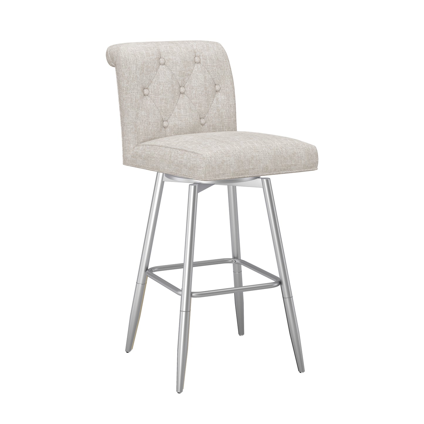Uniquely Yours Metal Stool, Tufted / Oatmeal / Silver