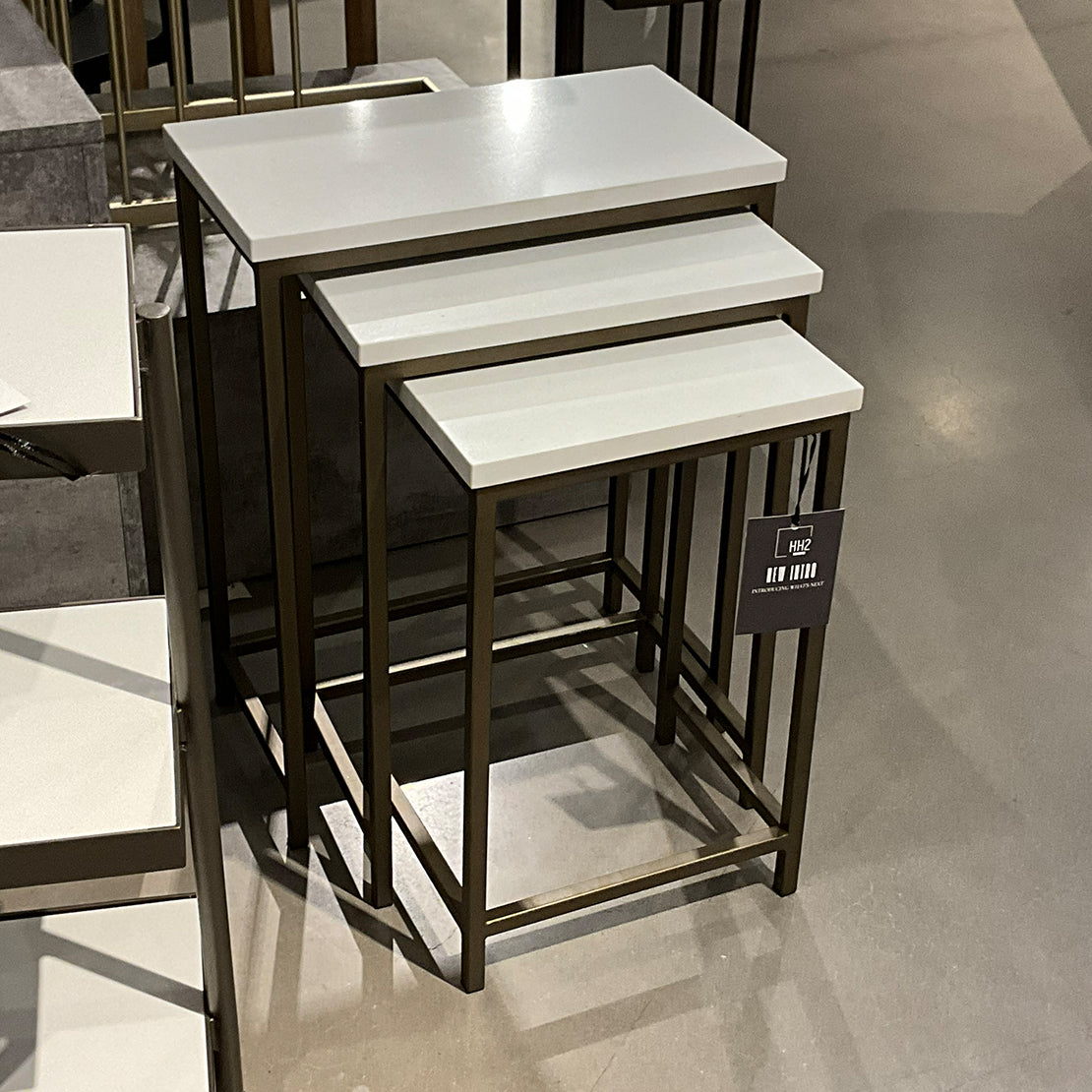 Coletown Metal Accent Nesting Tables with Stone Tops