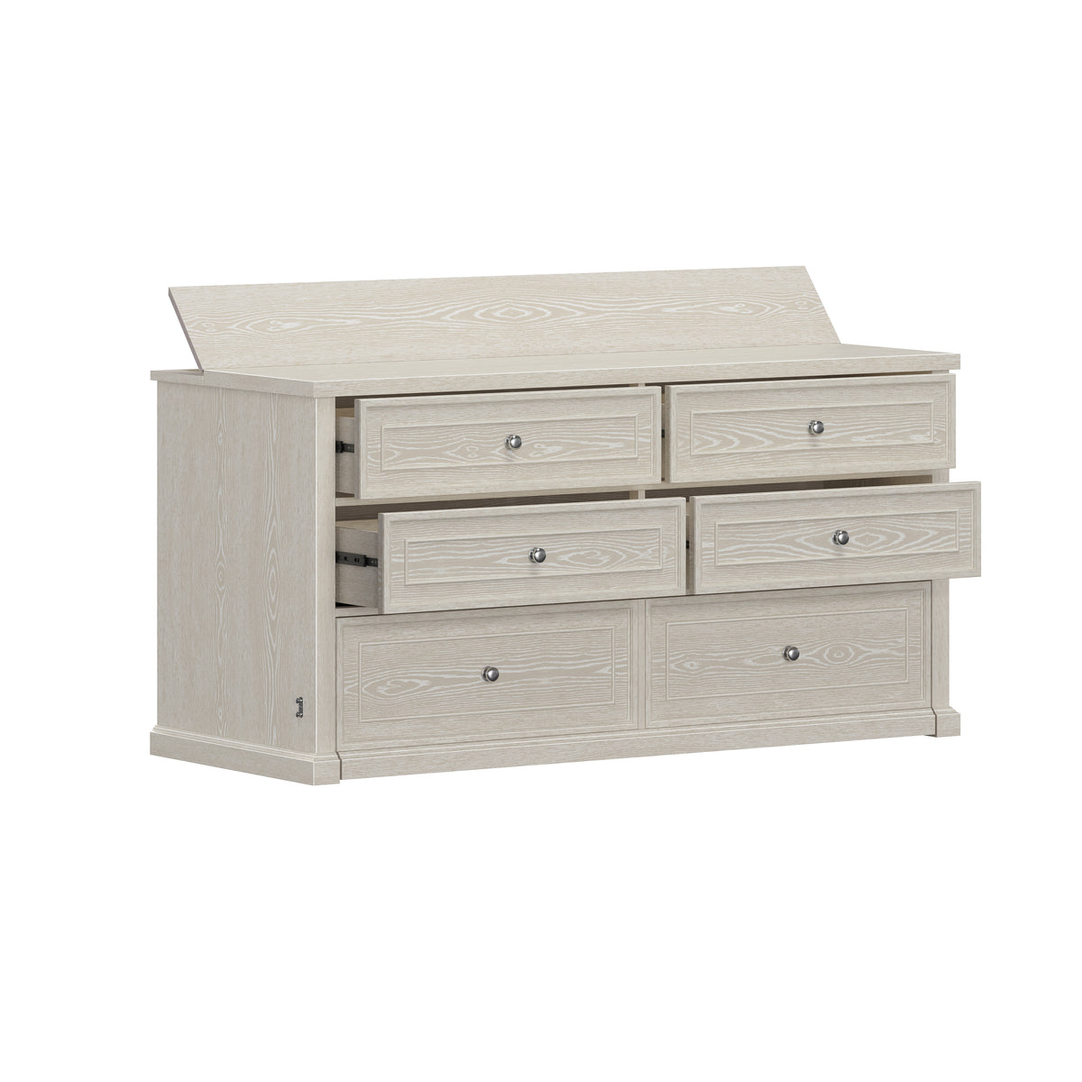 Soren Wood Queen 4 Drawer Dresser Dream Console with Mattress and Cover, Whitewash