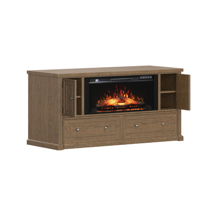Soren Wood Queen Fireplace Dream Console with Mattress and Cover