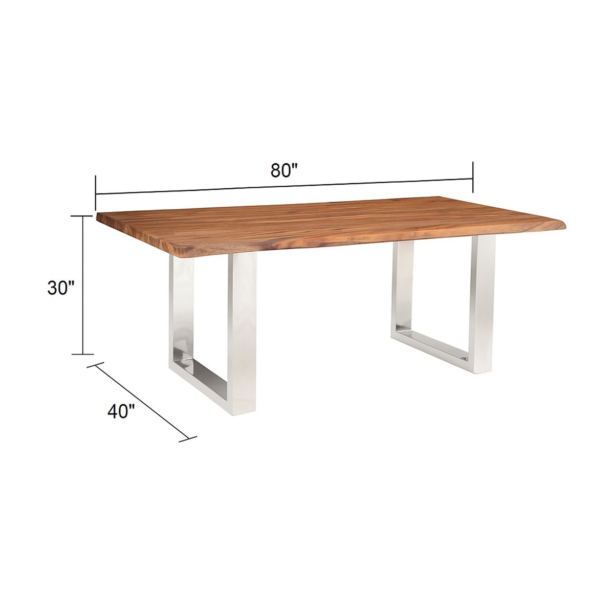 Luxe Wood and Metal Dining Table, Brownstone