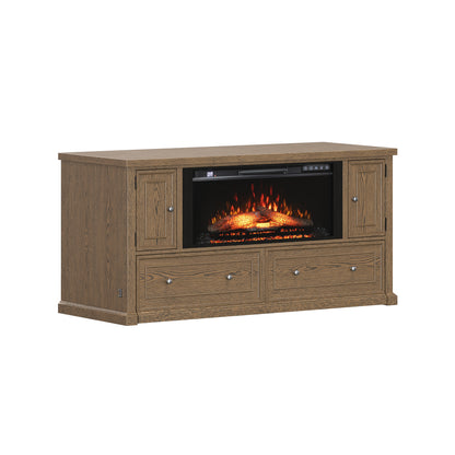 Soren Wood Queen Fireplace Dream Console with Mattress and Cover