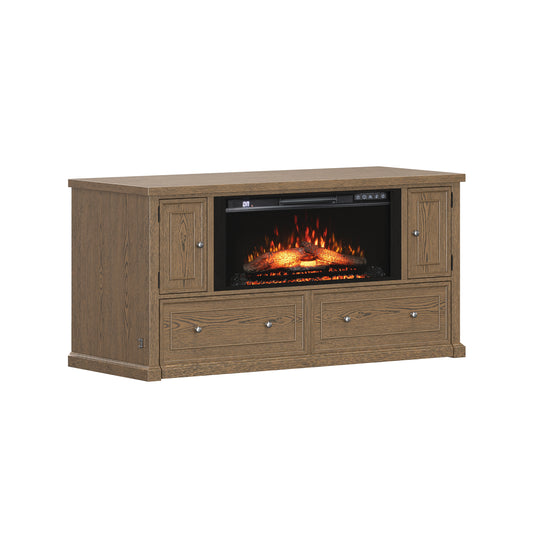 Soren Wood Queen Fireplace Dream Console with Mattress and Cover