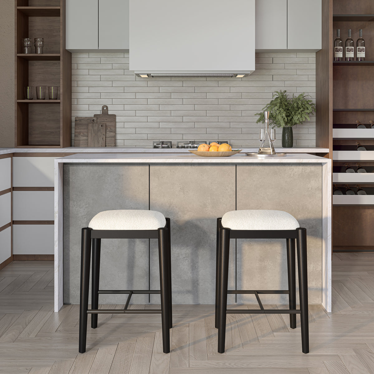Cleo Wood Counter and Bar Stools, Black