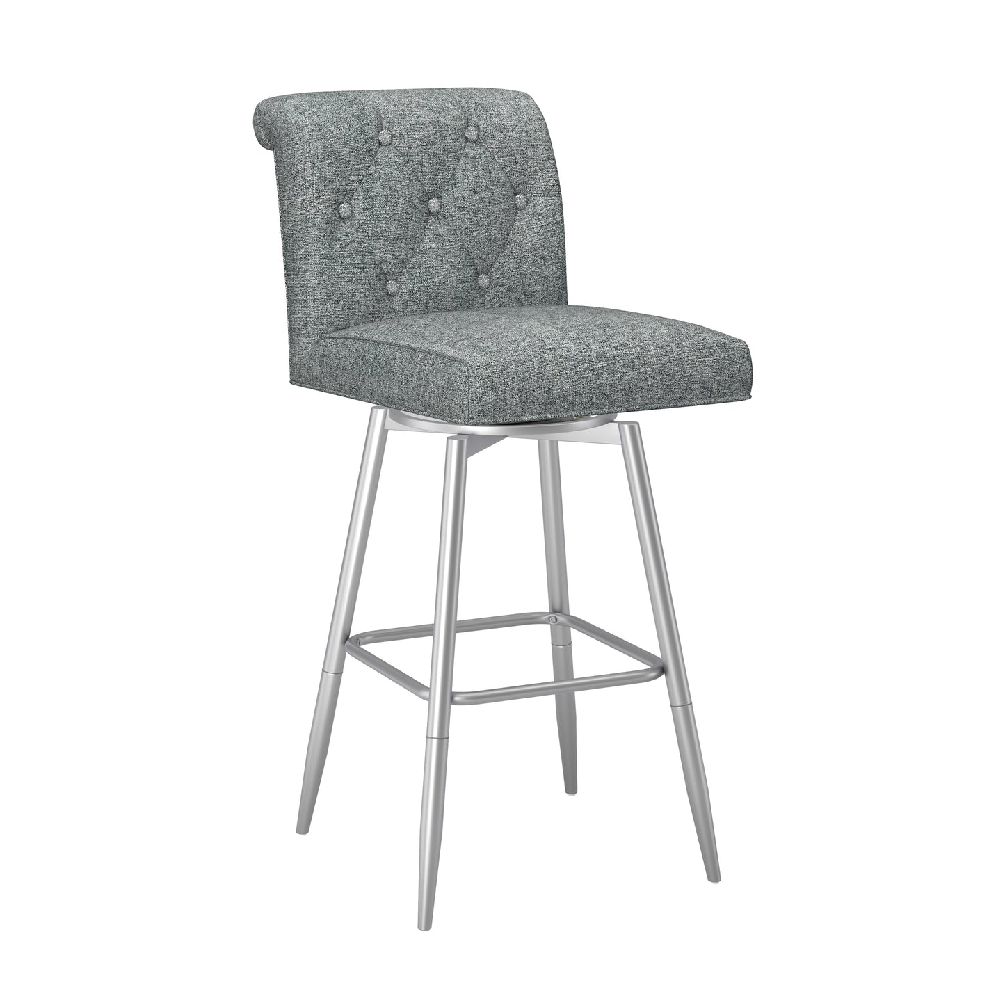 Uniquely Yours Metal Stool, Tufted / Graphite / Silver