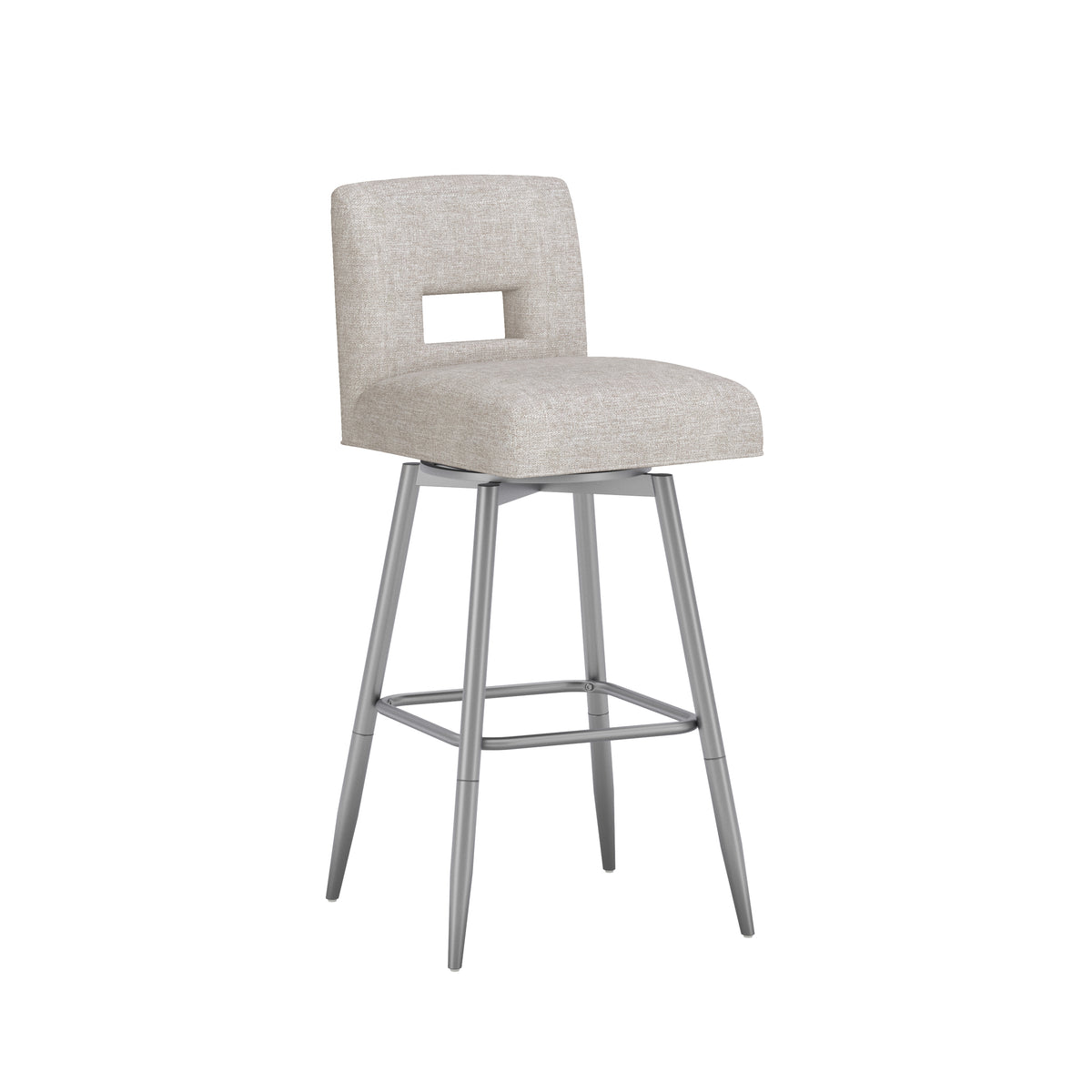 Uniquely Yours Metal Stool, Key Back / Oatmeal / Silver