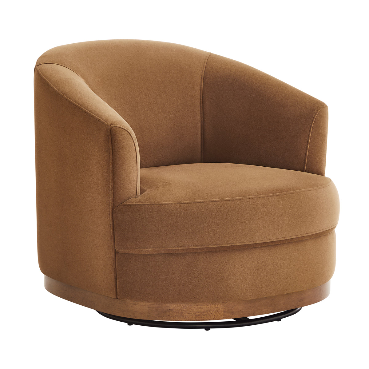 Cayton Upholstered Swivel Accent Chair with Wood Base