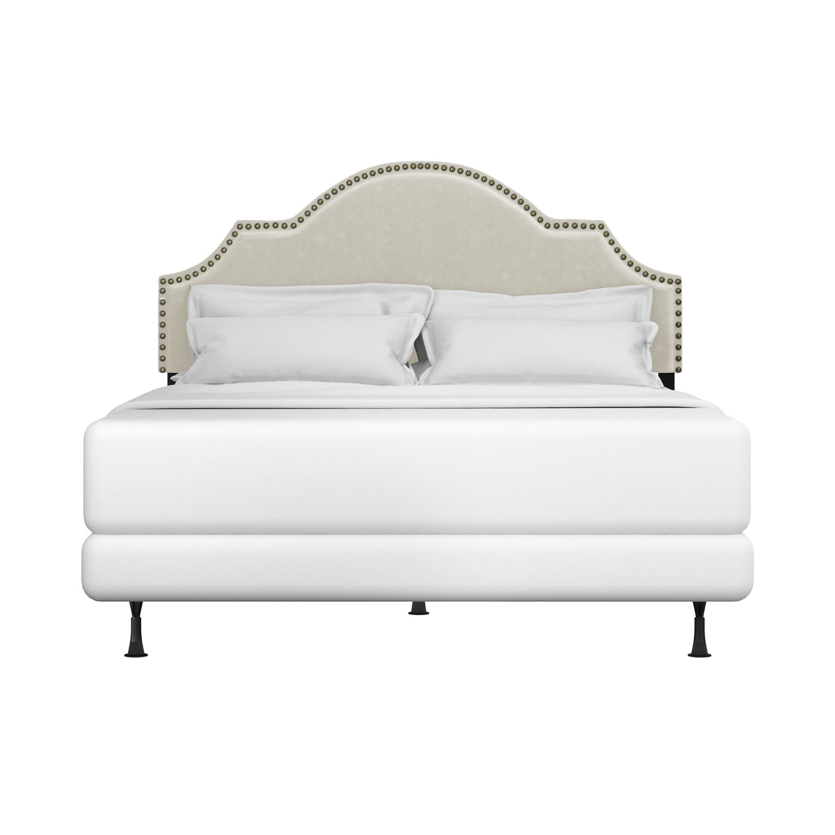 Cynthia Upholstered Bed with Frame, Cream