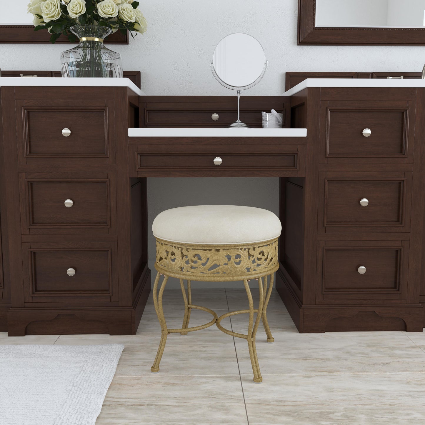 Villa III Metal Vanity Stool