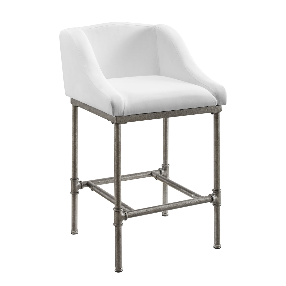 Dillon Metal Counter Stool White Fabric