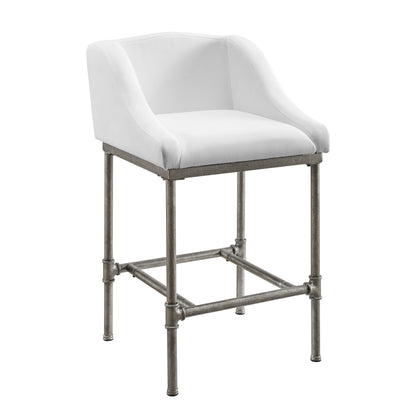 Dillon Metal Counter Stool White Fabric
