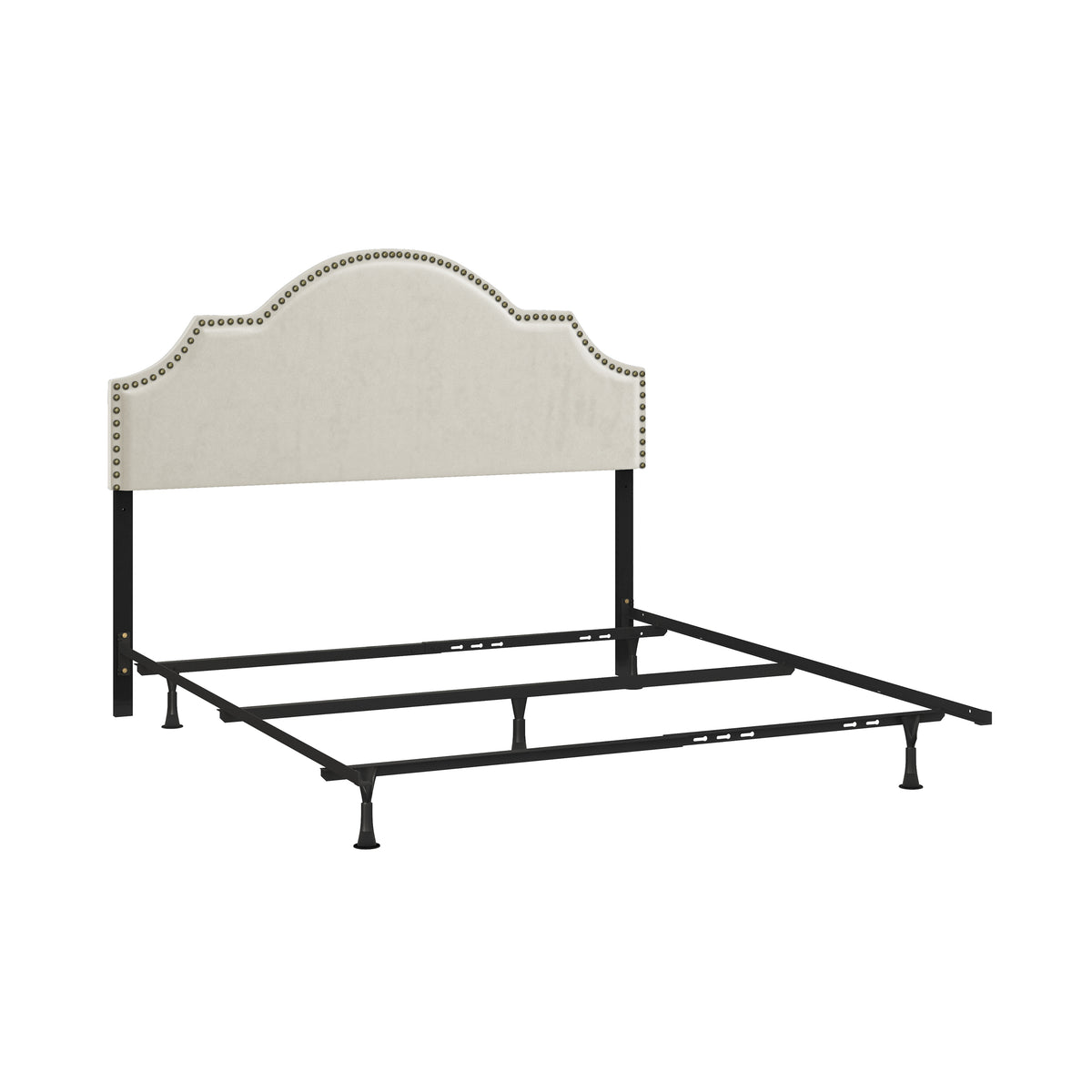 Cynthia Upholstered Bed with Frame, Cream